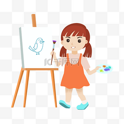 小女孩在画画