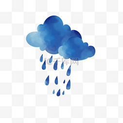 下雨天图片_蓝色水彩下雨天