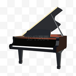 钢琴琴键图片_时尚黑色钢琴插画