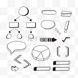 箭头信息对话框图片_黑白数学信息图表符号涂鸦素材