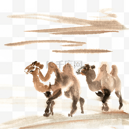 沙漠中行进的骆驼