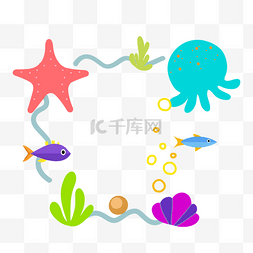 虾夷扇贝图片_海洋生物海星边框