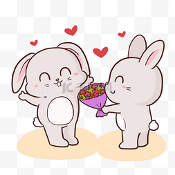小兔子开心图片_小兔子情人节可爱卡通动物