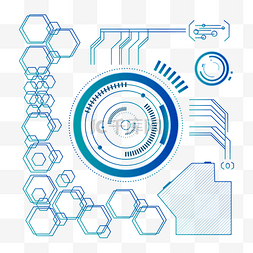 圆圈科技感线条图片_蓝色科技感笔刷