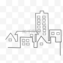 线稿城市建筑图片_线描城市房屋