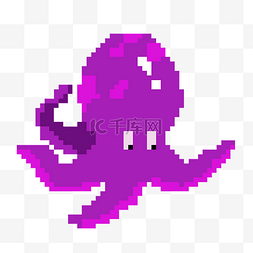 紫色章鱼像素画插画