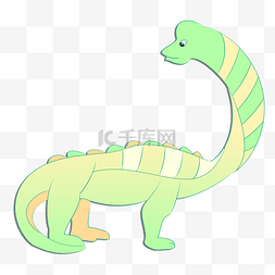 食草恐龙图片_绿色的长须恐龙插画