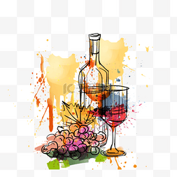 彩色饮料瓶子图片_红酒酒瓶线条装饰