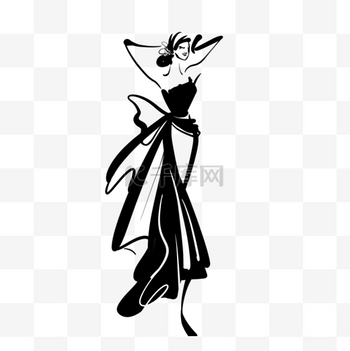 黑色时尚插画简单女人模型
