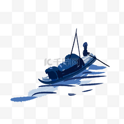渔船古风图片_国画风景渔夫泛舟水上