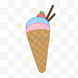 可爱双球冰淇淋甜筒