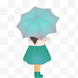 在雨里打伞的女孩