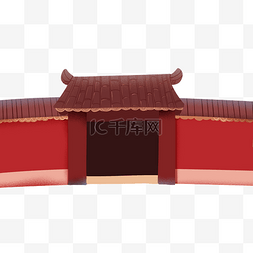 中国风古风建筑红墙