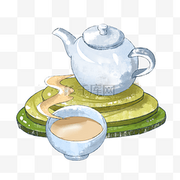 茶山茶籽图片_茶壶茶山插画