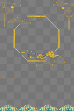 新年春节新中国风图片_国潮简约烫金线条边框