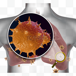 新光病毒图片_3d冠状病毒感染肺炎的现实元素