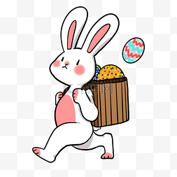 节日复活节图片_复活节背着彩蛋兔子