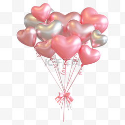 立体粉色爱心图片_粉色立体质感仿真气球
