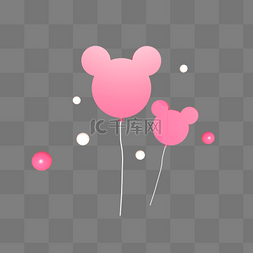 粉色漂浮几何图片_C4D立体卡通米奇造型气球