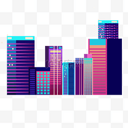 彩色电商城市大厦插画