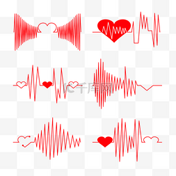 跳动心脏图片_红色频率线条风格心电图
