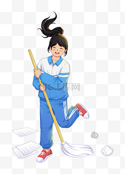 开学学生打扫卫生劳动值日