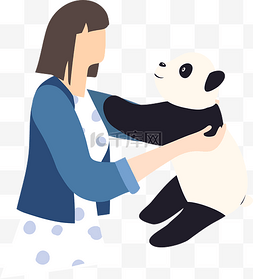 抱着熊猫的饲养员