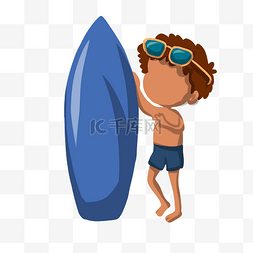 旅行冲浪的男孩插画