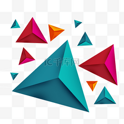 绿色几何渐变图片_立体三角形元素