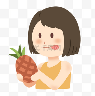 免抠元素hello手绘菠萝卡通可爱表情包个人vip和企业vip免费下载免抠
