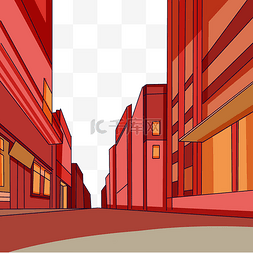 建筑图片_春节红色房子街道