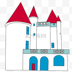 红屋顶城堡矢量图