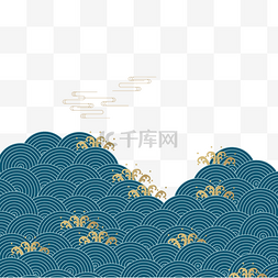 海浪纹样图片_中国风圆框水纹