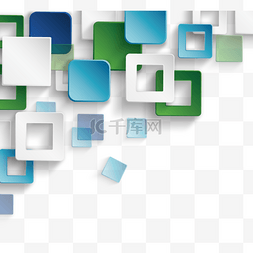 几何方形商务边框图片_立体蓝绿色几何方形边框