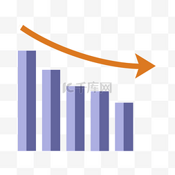 扁平统计图表图片_数据统计图下降箭头png免抠图