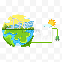 风车太阳能图片_地球能量风能矢量图