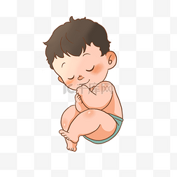 侧卧的婴儿宝贝插画