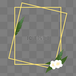绿色树叶金色边框