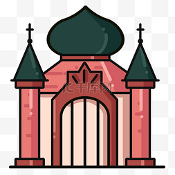 红绿色的城堡建筑插画