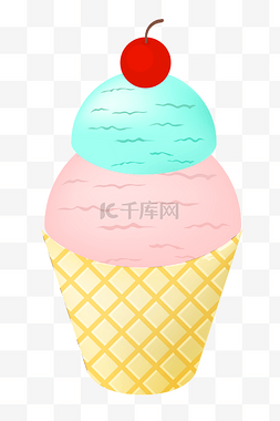 樱桃冰淇淋卡通图片_樱桃冰淇淋卡通小吃