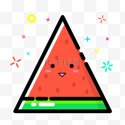 红色三角图片_矢量MBE风格红色三角西瓜