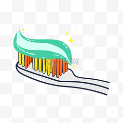 牙刷牙膏卡通图片_牙刷和绿色牙膏