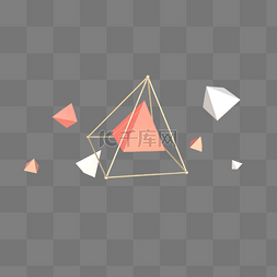立体几何装饰图片_C4D立体几何三角形漂浮装饰