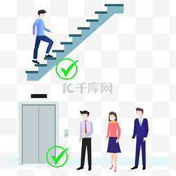 矢量楼梯楼梯图片_疫情电梯防范矢量图