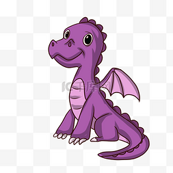 可爱的紫色恐龙插画