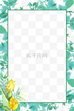 水彩小清新绿色图片_绿色小清新水彩植物花卉边框