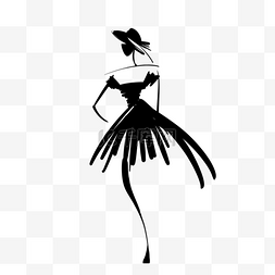 黑色线条手绘猫图片_简单的抽象线女人时尚插画