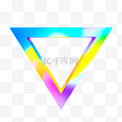 立体几何炫彩图片_蒸汽波立体三角形边框