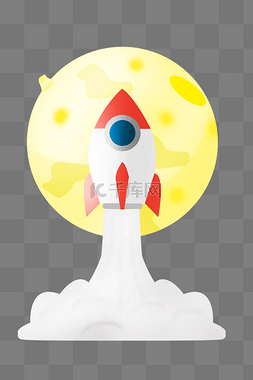 卡通升天火箭插画