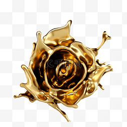 液体金属图片_金色花朵液体飞溅3d元素
